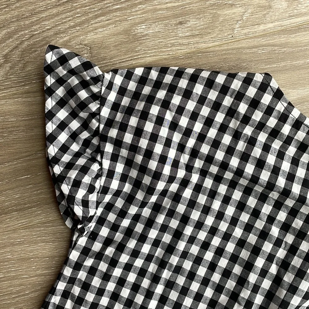 GINGHAM RUFFLE SLEEVE SHIFT DRESS - Picture 2 of 6